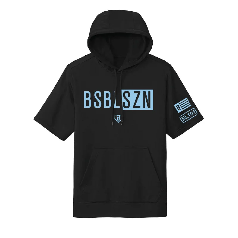 BSBL-SZN Short Sleeve Hoodie V2 - Black/Light Blue