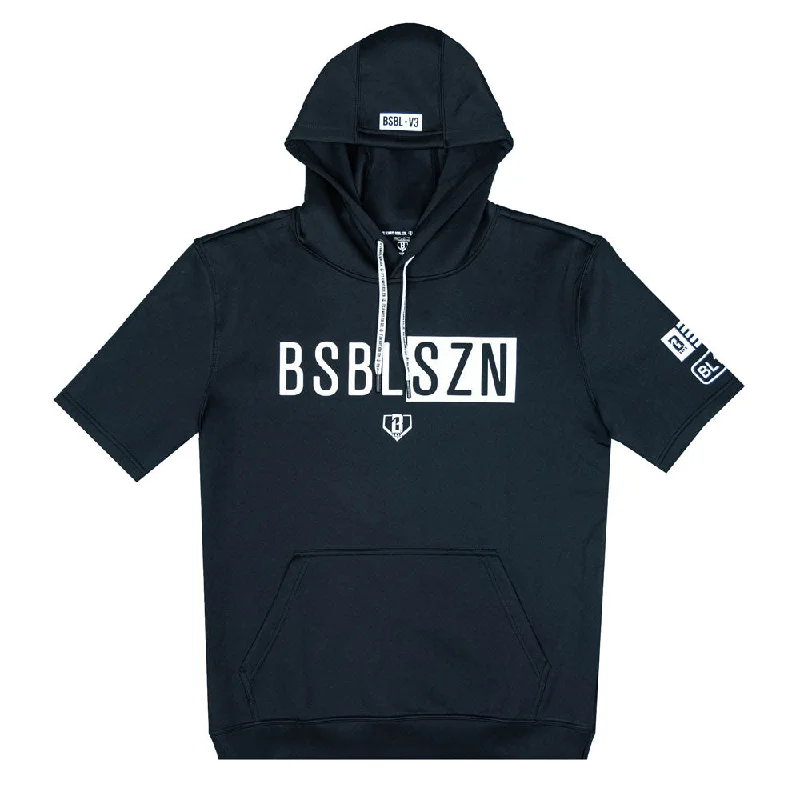 BSBL-SZN Short Sleeve Hoodie V3 - Black/White