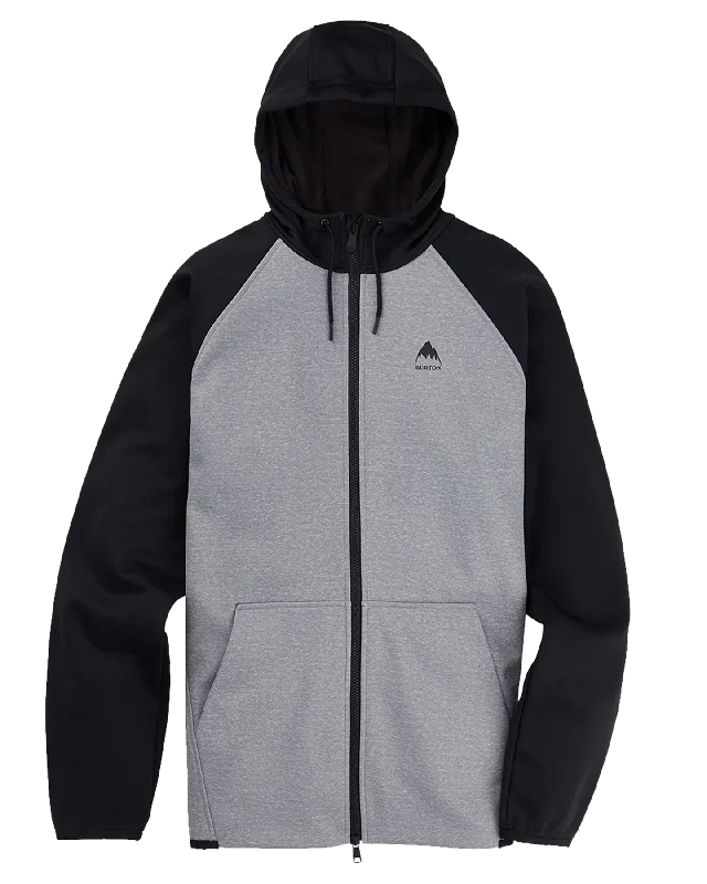 Burton Men's Crown Weatherproof Full-Zip Fleece - Gray Heather/True Black