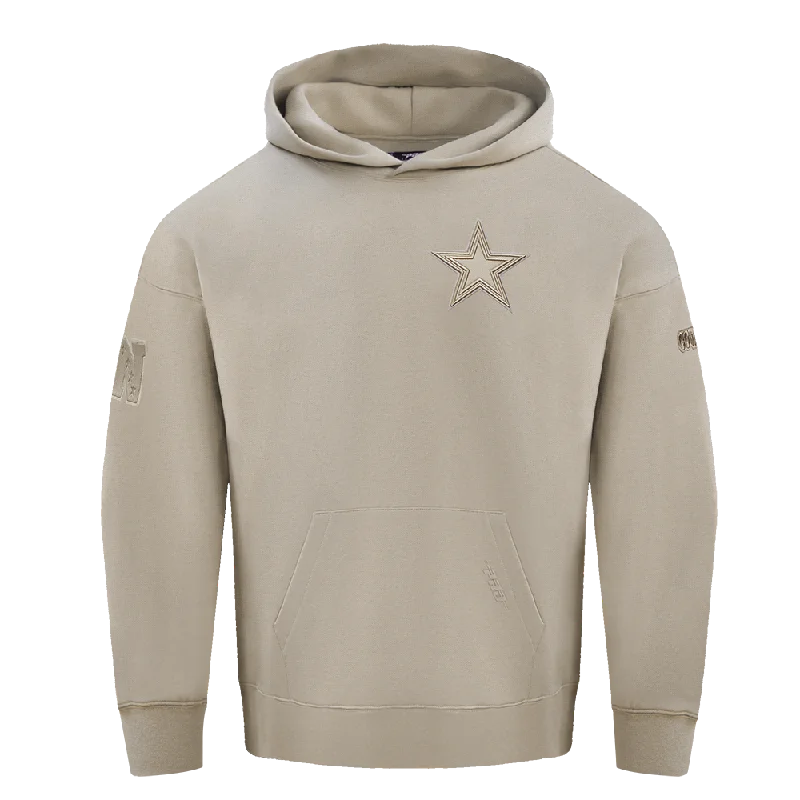 NFL DALLAS COWBOYS NEUTRAL DROP SHOULDER FLC PO HOODIE (TAUPE)