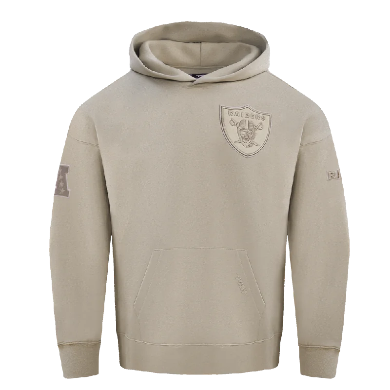 NFL LAS VEGAS RAIDERS NEUTRAL DROP SHOULDER FLC PO HOODIE (TAUPE)