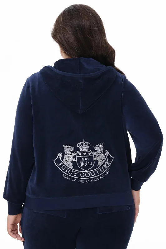 Plus-Size Scottie Cotton Velour Hoodie