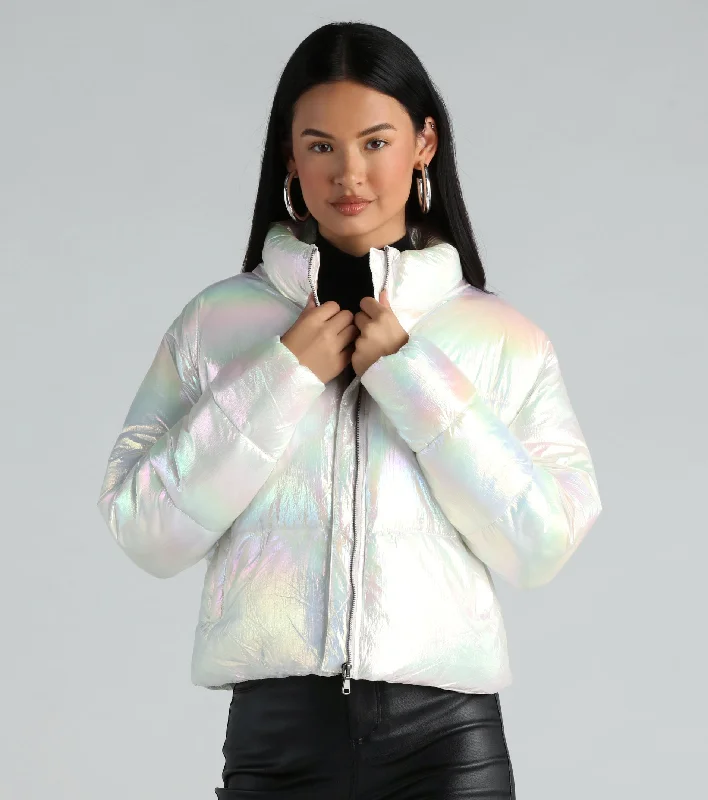 Chromatic Babe Cropped Puffer Jacket