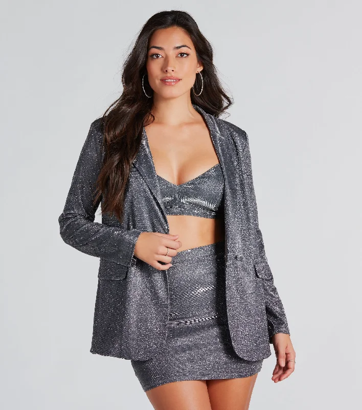 Fashionable Perfection Glitter Blazer