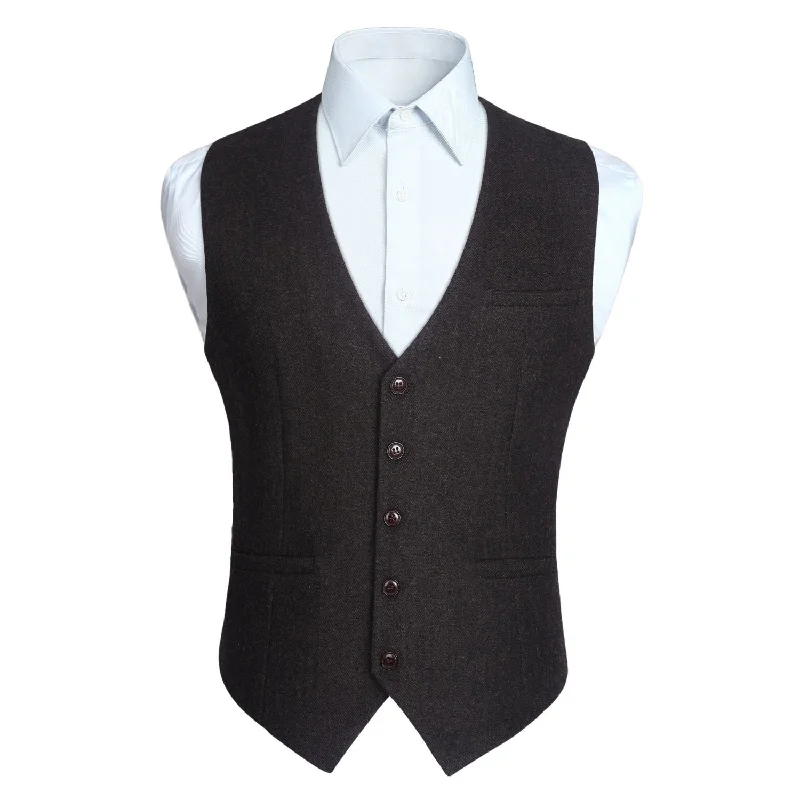 Formal Suit Vest - A-DARK BROWN-SMOOTH BACK