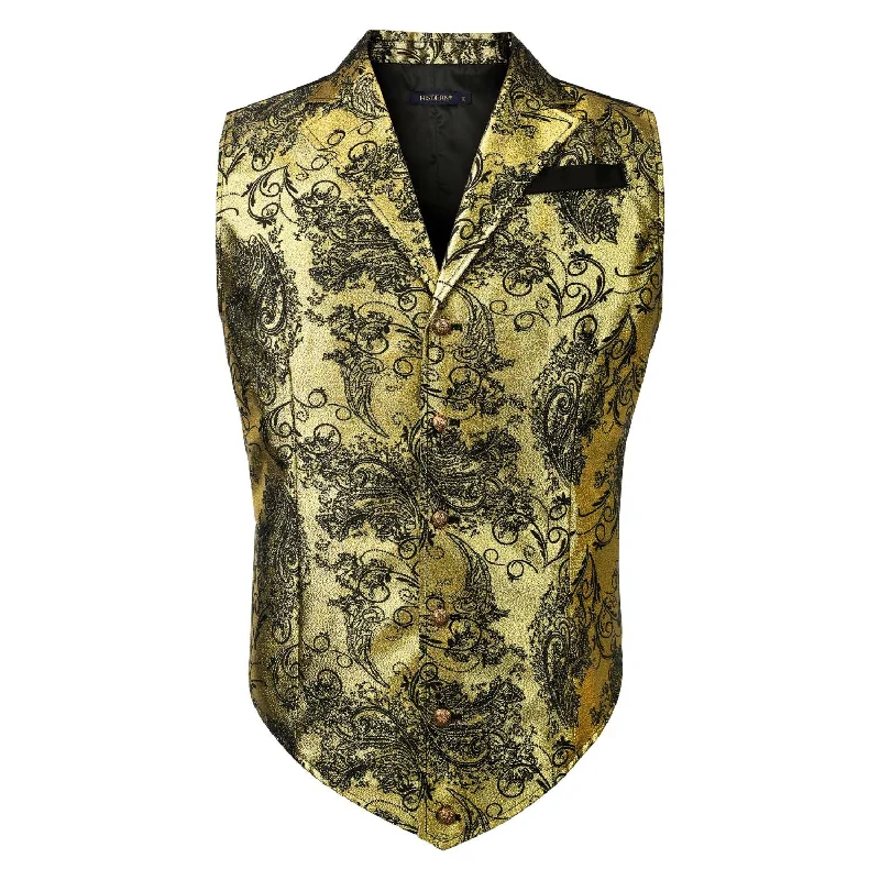 Gothic Lapel Party Vest for Men - GOLD 2/BLACK