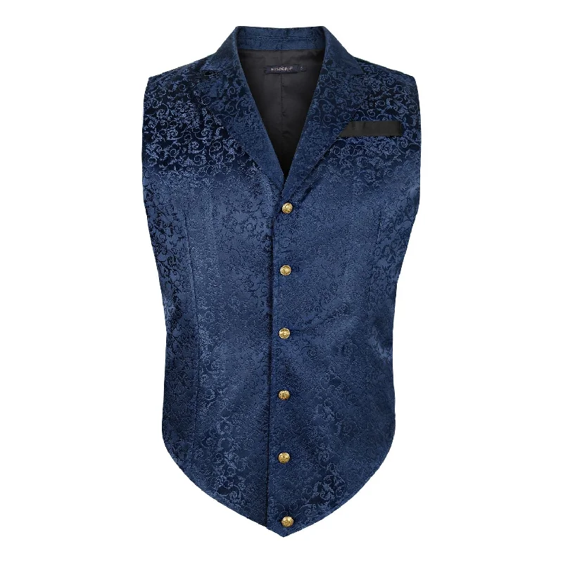 Gothic Lapel Party Vest for Men - NAVY BLUE