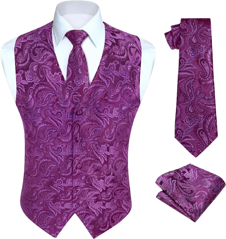 Paisley 3pc Suit Vest Set - PURPLE