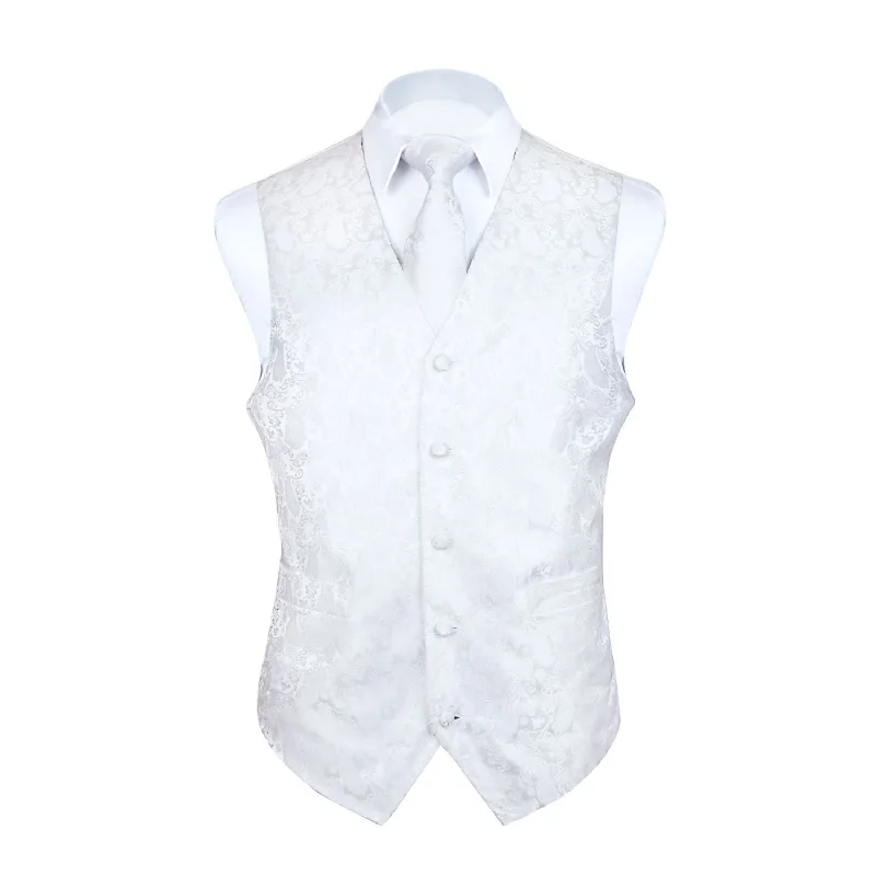 Paisley 3pc Suit Vest Set - WHITE