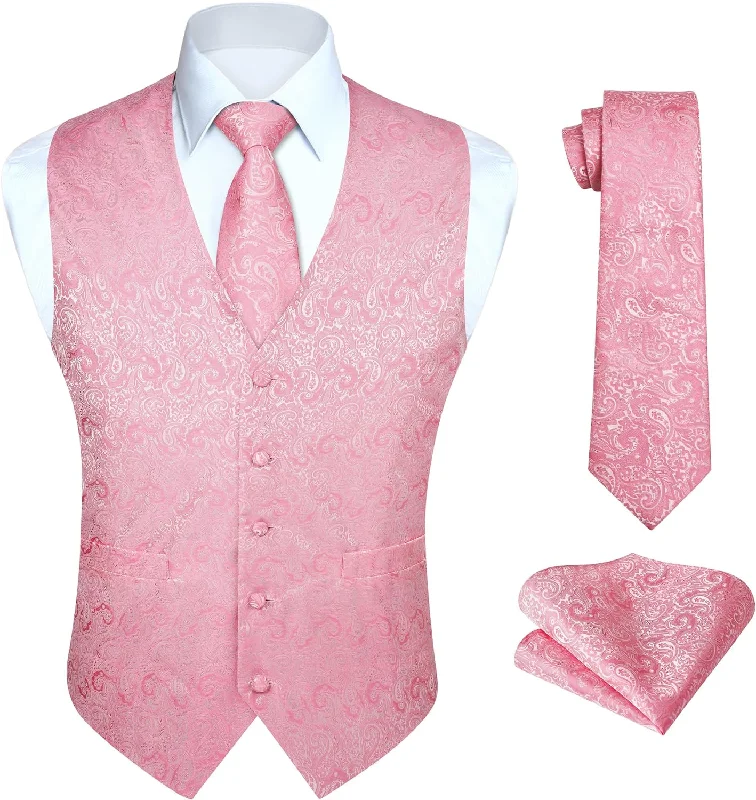 Paisley Floral 3pc Suit Vest Set - PINK/N1