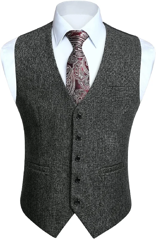 Solid Slim Suit Vest - A3-DARK GREY