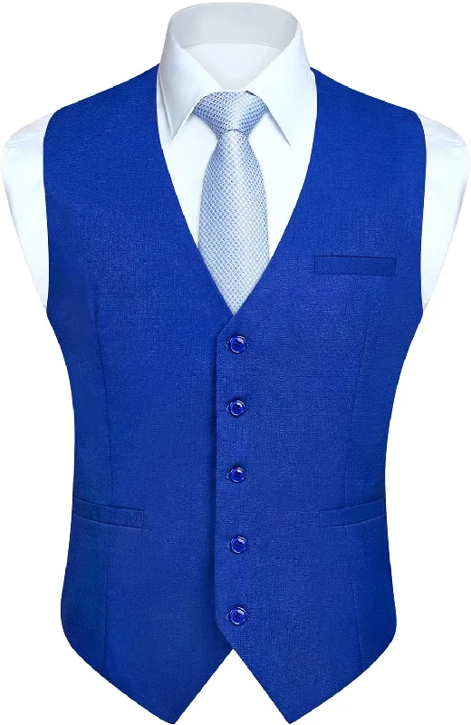 Solid Slim Suit Vest - NAVY BLUE-6