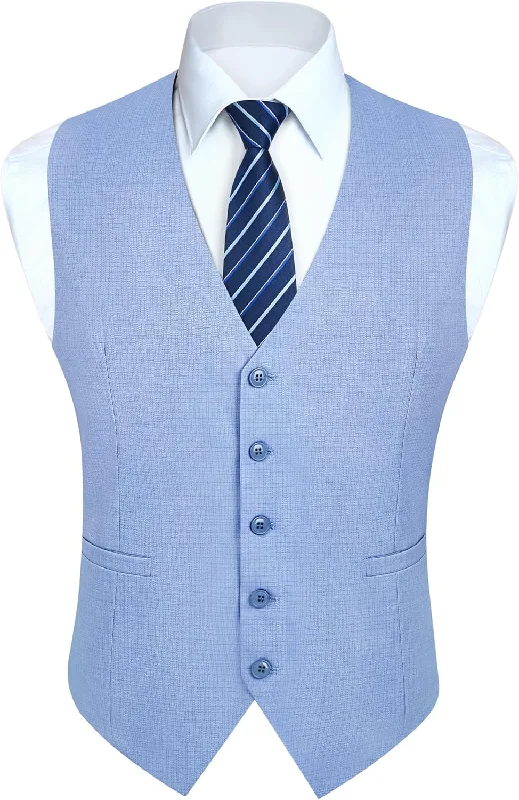 Solid Slim Suit Vest - LIGHT BLUE