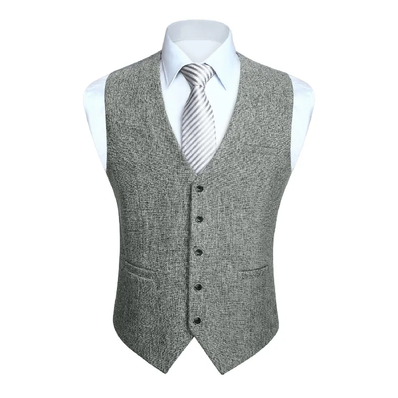 Solid Slim Suit Vest - A5-LIGHT GREY