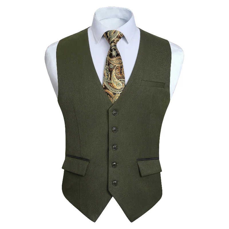 Solid Slim Suit Vest - G-ARMY GREEN