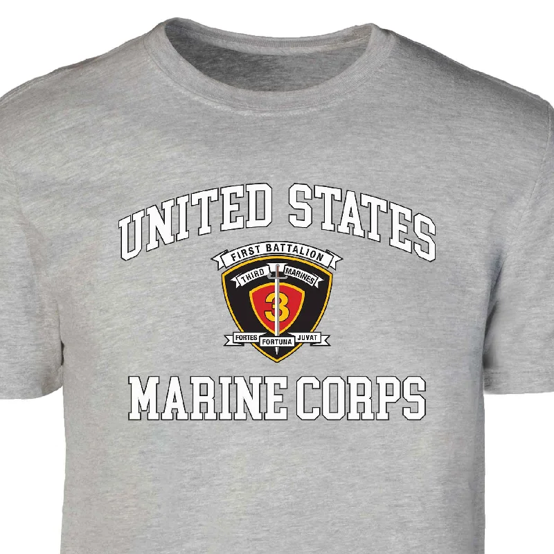 1st Battalion 3rd Marines USMC  Patch Graphic T-shirt