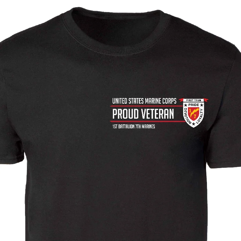 1st Battalion 7th Marines Proud Veteran Patch Graphic T-shirt