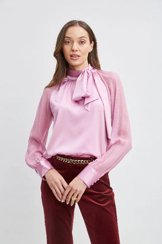 Silk Chiffon Sleeve Tie Shirt