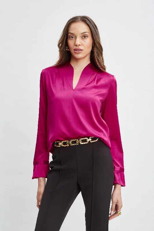 Silk Satin Contour Neck Shirt