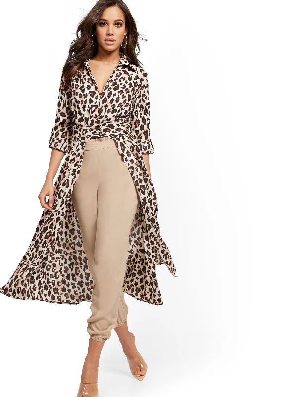 Leopard-Print Maxi Shirt