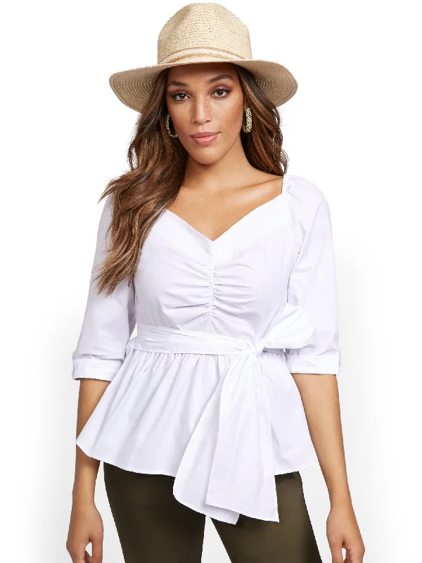 Off-The-Shoulder Poplin Shirt