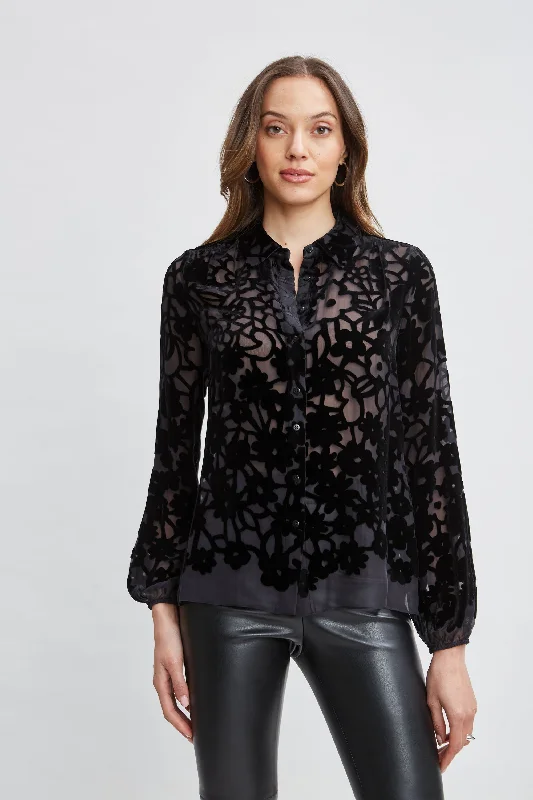 Burnout Silk Velvet Burnout  Shirt