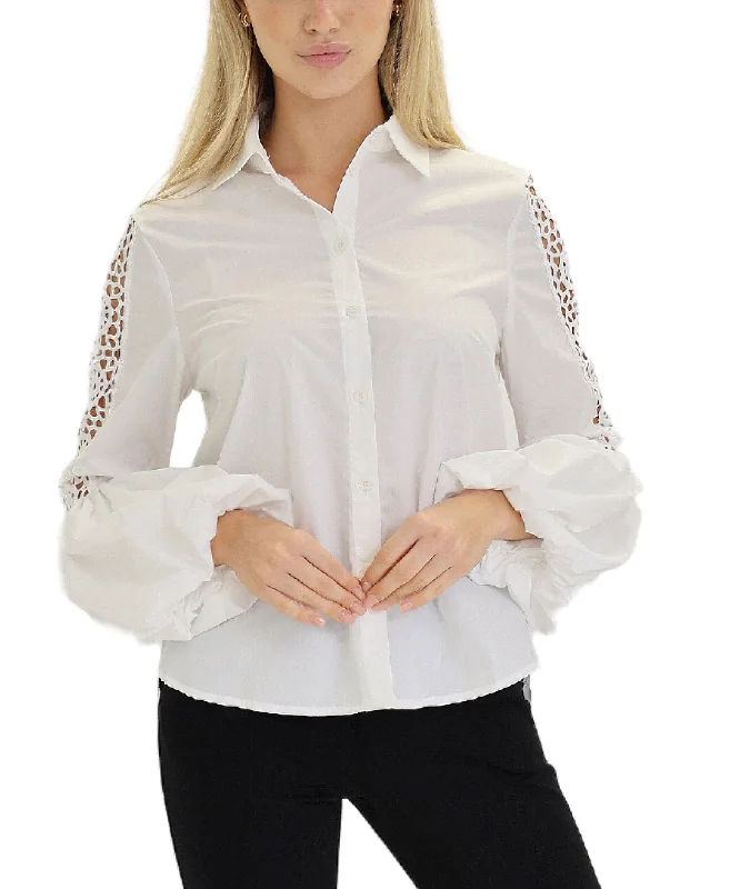 Blouse w/ Eyelet Balloon Sleeves