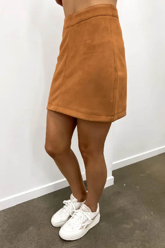 Dallas Suede Skirt Tan