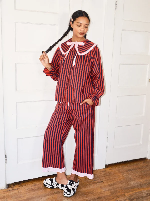 Maria PJ Set - Red Navy Stripe