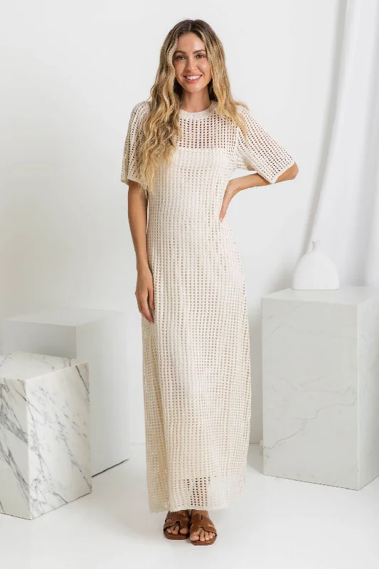 Airlie Crochet Maxi Dress - Natural