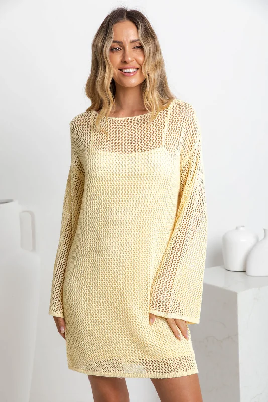 Cabo Crochet Mini Dress - Butter Yellow