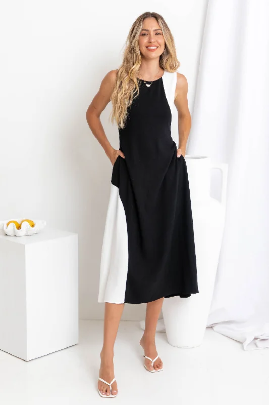 Carmen Maxi Dress - Black and White