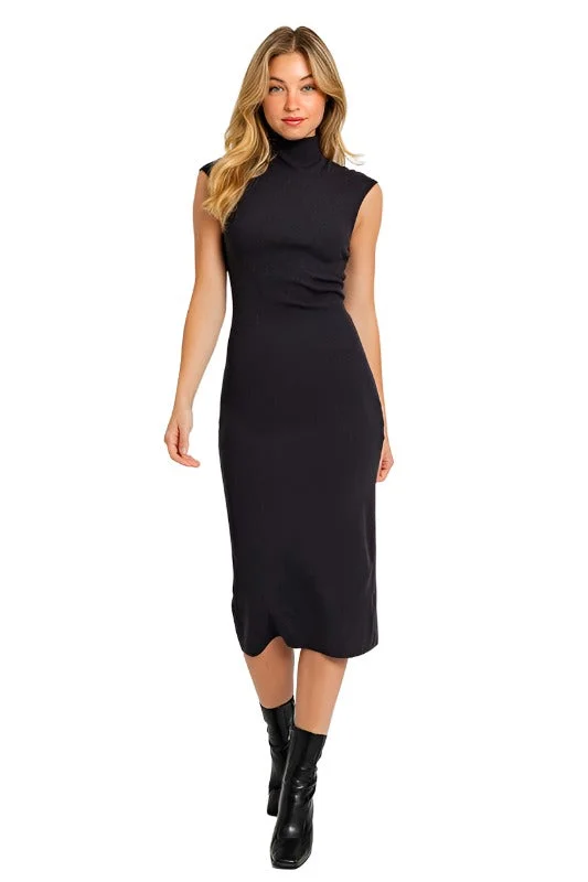 Mock Neck Sweater Midi Dress