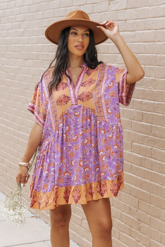 Purple Multi Print High Low Mini Dress - FINAL SALE