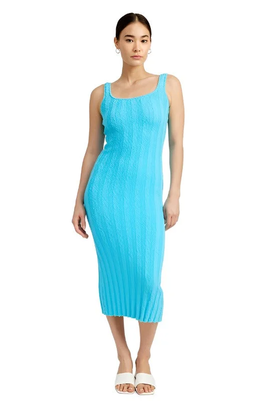 SCOOP NECK RIBBED MIDI DRESS